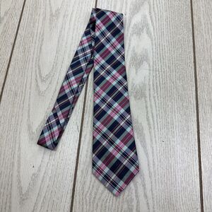 Lauren Ralph Lauren 100% Silk Tie‎ Pink Multicolor Plaid Classic Casual Preppy